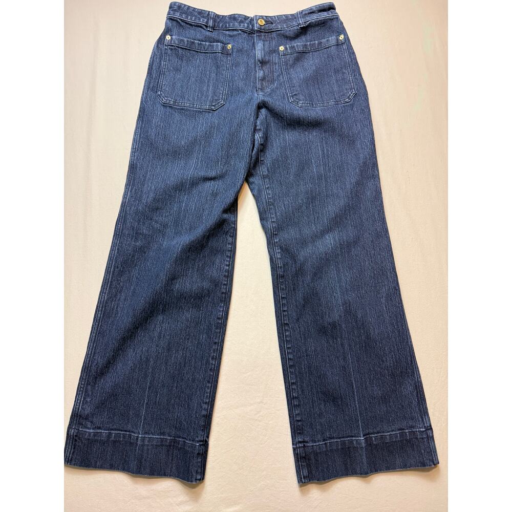 Womens Michael Kors Jeans Size 12‎ Wide Leg Denim MK Logo Pockets